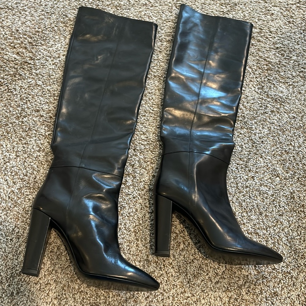 Longchamp black leather boots